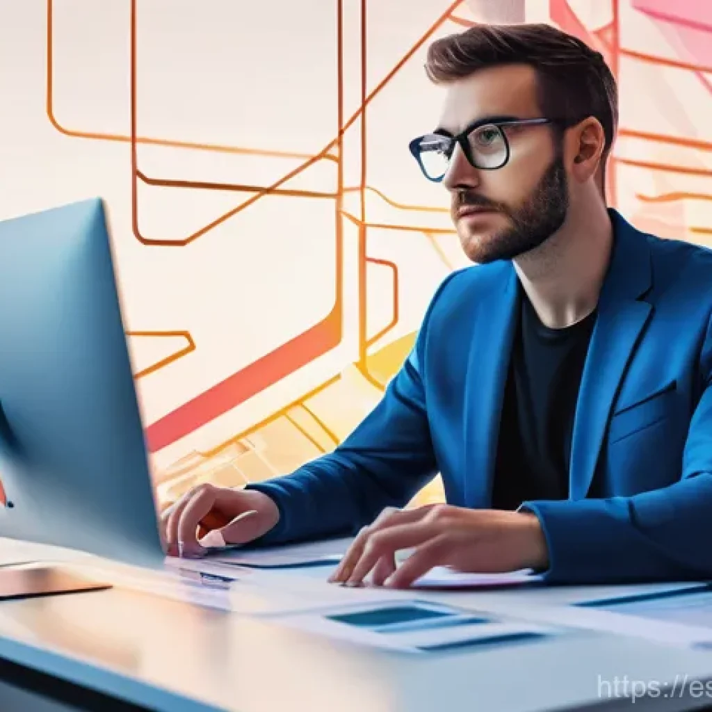 자바스크립트 성능 개선을 위한 인터페이스 설계 - **"A detailed illustration of a web developer, approximately 30-40 years old, with a focused express...