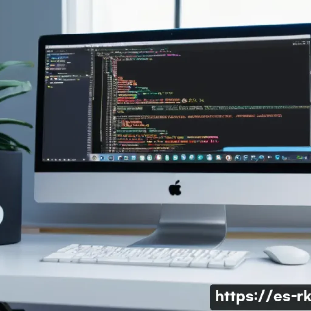자바스크립트 성능 향상을 위한 상태 관리 기법 - A modern web developer workspace showing a clean, organized desk with a large widescreen monitor dis...