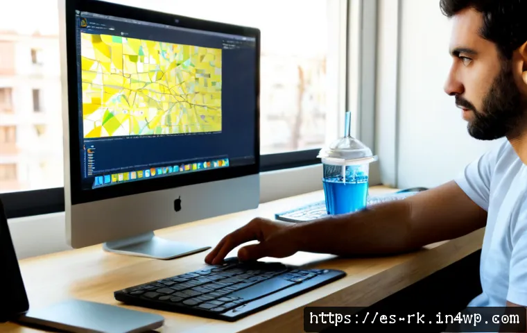 Home 17 자바스크립트 성능 개선을 위한 메모리 관리 기술 - Photorealistic modern software developer workspace in Madrid, Spain, a focused adult programmer revi...